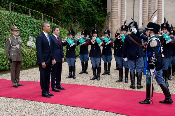 Il Presidente del Consiglio Matteo Renzi e il Presidenti degli Stati Uniti d'America Barack Obama nel corso dell'incontro a Villa Madama. 