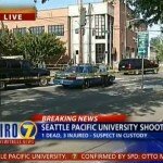 L'area circondata dopo la sparatoria. (Foto: Kiro7 News/CBS)